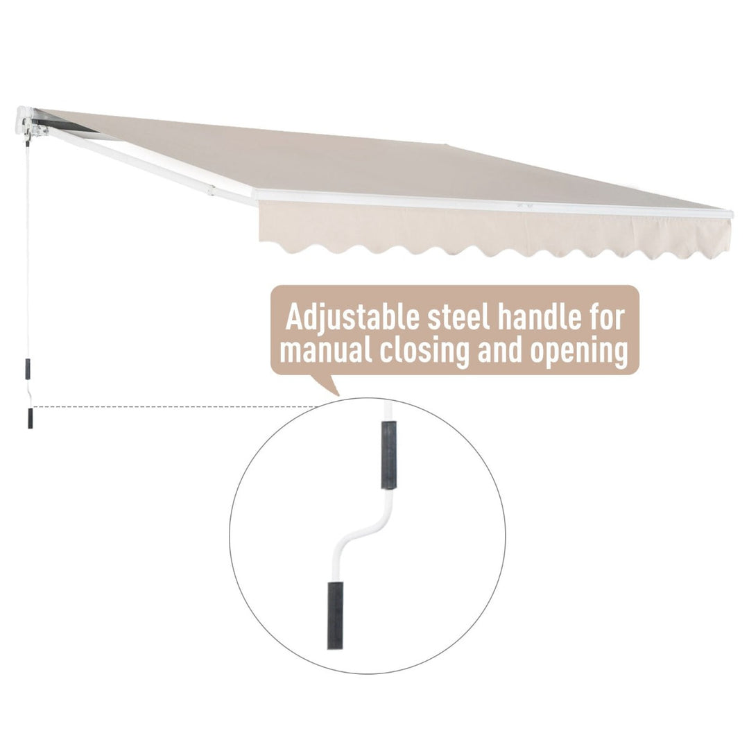 10 x 8 ft Manual Retractable Awning Sun Shade Canopy, Aluminum, Steel for Patio Deck - Beige