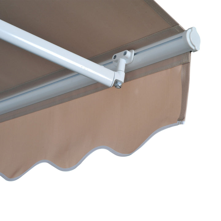 10 x 8 ft Manual Retractable Awning Sun Shade Canopy, Aluminum, Steel for Patio Deck - Beige
