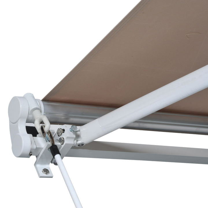 10 x 8 ft Manual Retractable Awning Sun Shade Canopy, Aluminum, Steel for Patio Deck - Beige
