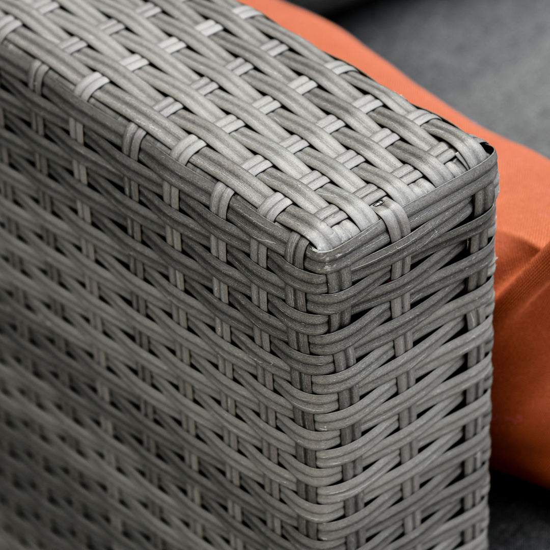 3pc Compact PE Rattan Wicker Conversation Chaise Sofa Set w Cushions for Outdoor Patio - Grey