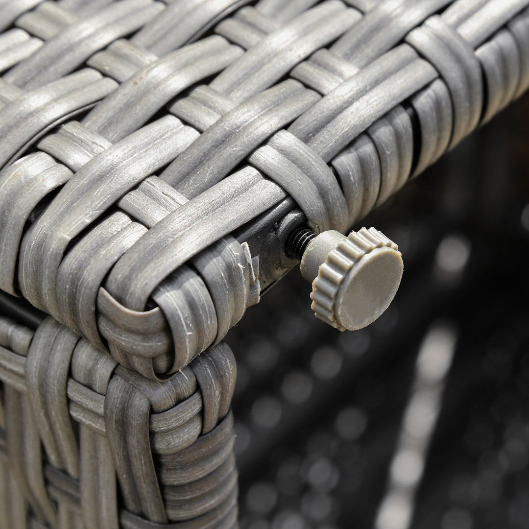 3pc Compact PE Rattan Wicker Conversation Chaise Sofa Set w Cushions for Outdoor Patio - Grey