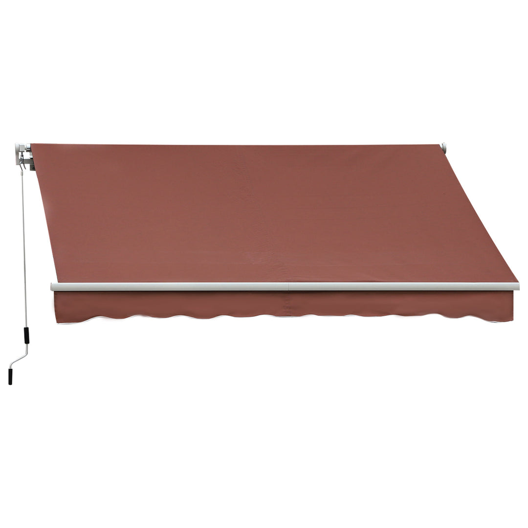 10 x 8 ft Manual Retractable Awning Sun Shade Canopy, Aluminum, Steel for Patio Deck - Coffee