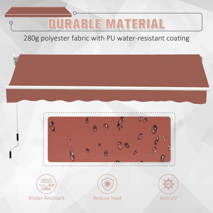 10 x 8 ft Manual Retractable Awning Sun Shade Canopy, Aluminum, Steel for Patio Deck - Coffee