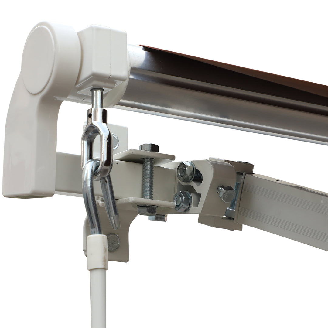 10 x 8 ft Manual Retractable Awning Sun Shade Canopy, Aluminum, Steel for Patio Deck - Coffee