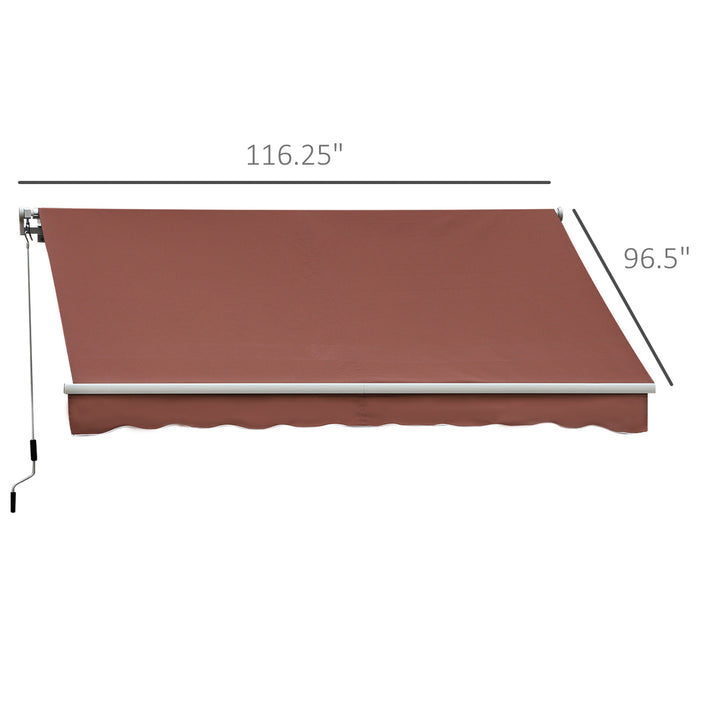 10 x 8 ft Manual Retractable Awning Sun Shade Canopy, Aluminum, Steel for Patio Deck - Coffee