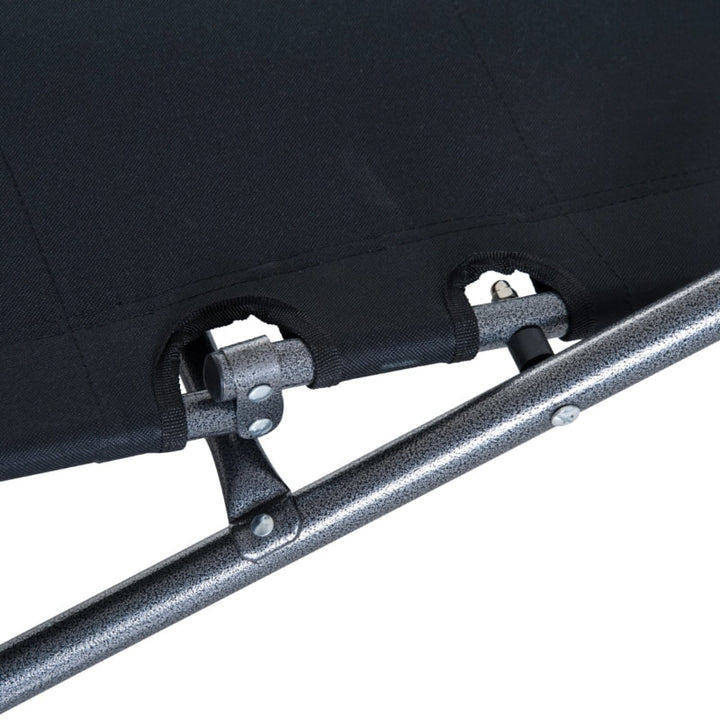 2-Way Folding Chaise Seat Flat Recliner Chair Sun Lounger Cot w Pillow, Beach Patio Deck, Black