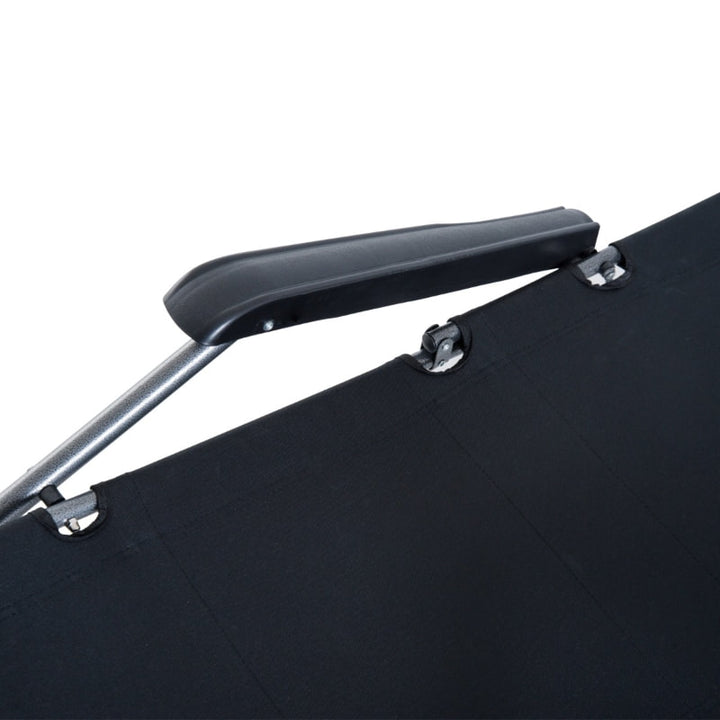 2-Way Folding Chaise Seat Flat Recliner Chair Sun Lounger Cot w Pillow, Beach Patio Deck, Black