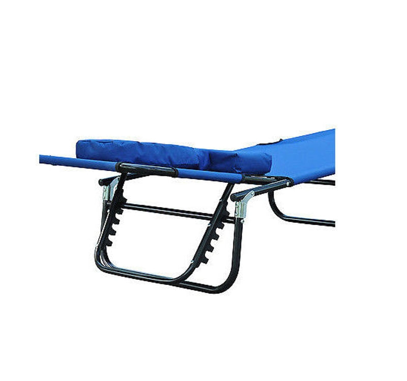 Folding Chaise Recline Sun Lounger w Face Reading Hole & Pillow, Beach Patio Pool, Bright Blue