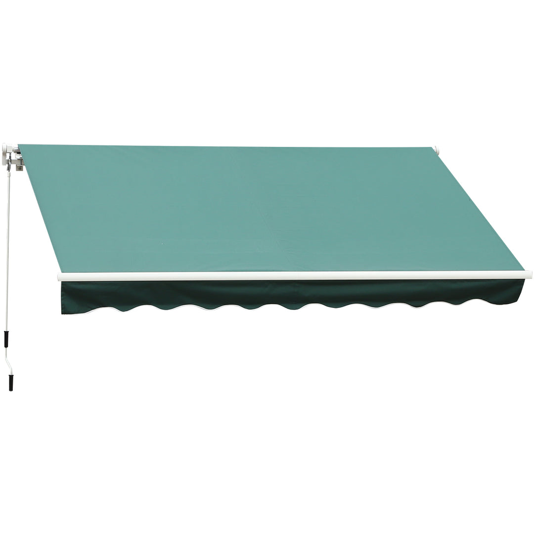 10 x 8 ft Manual Retractable Awning Sun Shade Canopy, Aluminum, Steel for Patio Deck - Green
