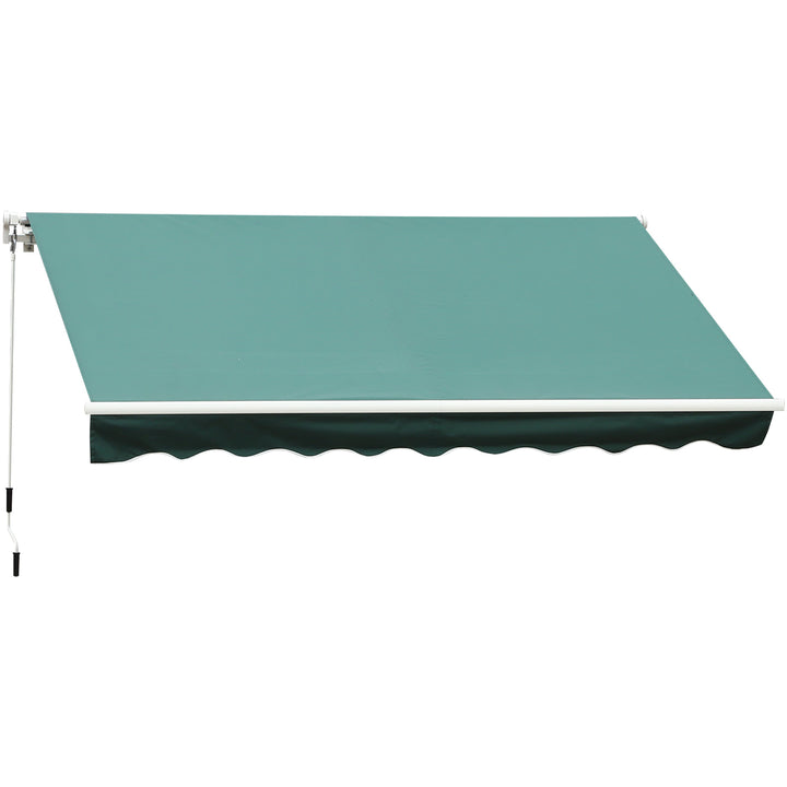 10 x 8 ft Manual Retractable Awning Sun Shade Canopy, Aluminum, Steel for Patio Deck - Green
