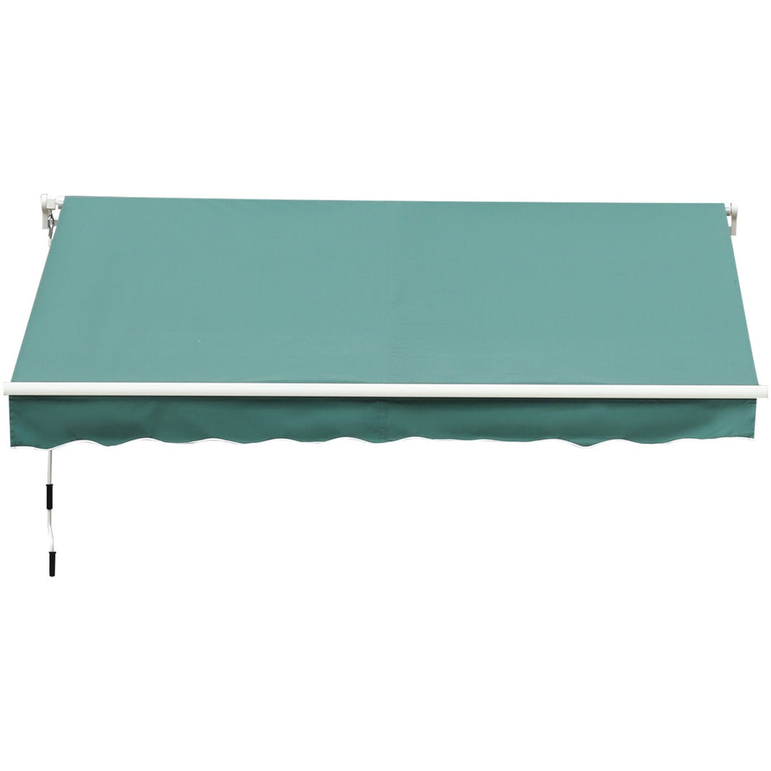 10 x 8 ft Manual Retractable Awning Sun Shade Canopy, Aluminum, Steel for Patio Deck - Green
