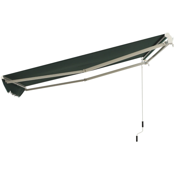 10 x 8 ft Manual Retractable Awning Sun Shade Canopy, Aluminum, Steel for Patio Deck - Green