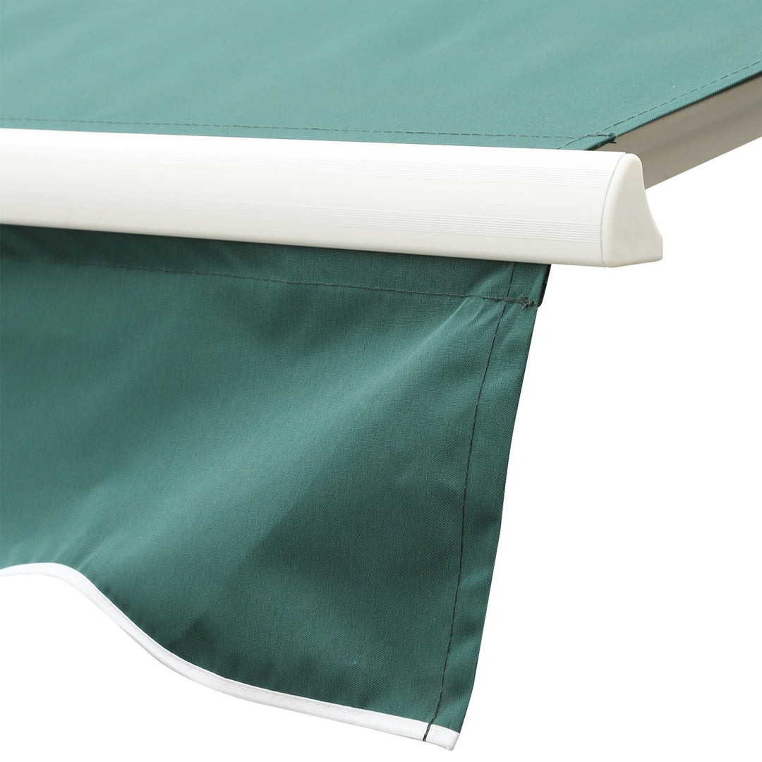 10 x 8 ft Manual Retractable Awning Sun Shade Canopy, Aluminum, Steel for Patio Deck - Green