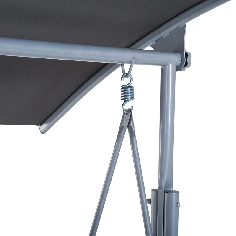 Outdoor 2-Seater Porch Swing Lounger w Storage Table / Canopy, Patio Deck Balcony Garden, Grey