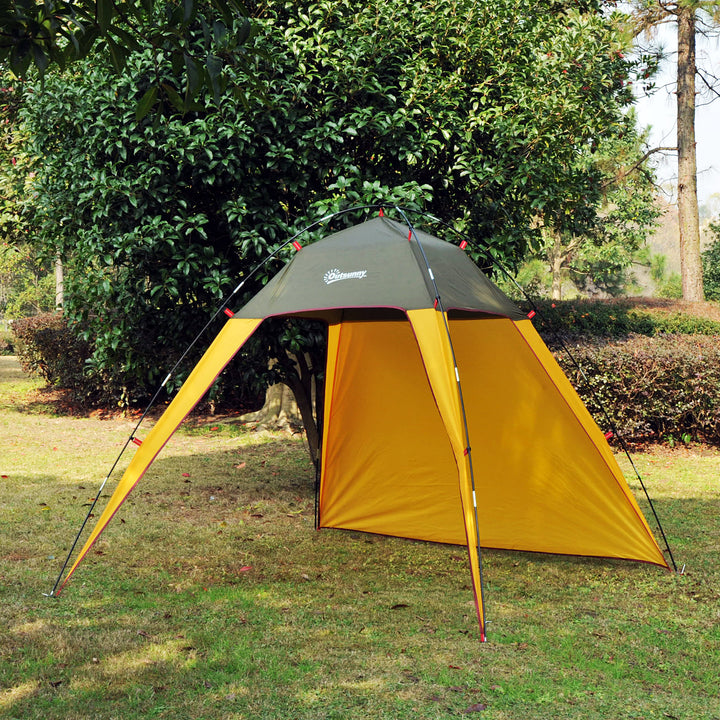 Outdoor Beach Sports Camping Sun Shade Rain Shelter w Carry Bag for Picnic Park, Green & Yellow
