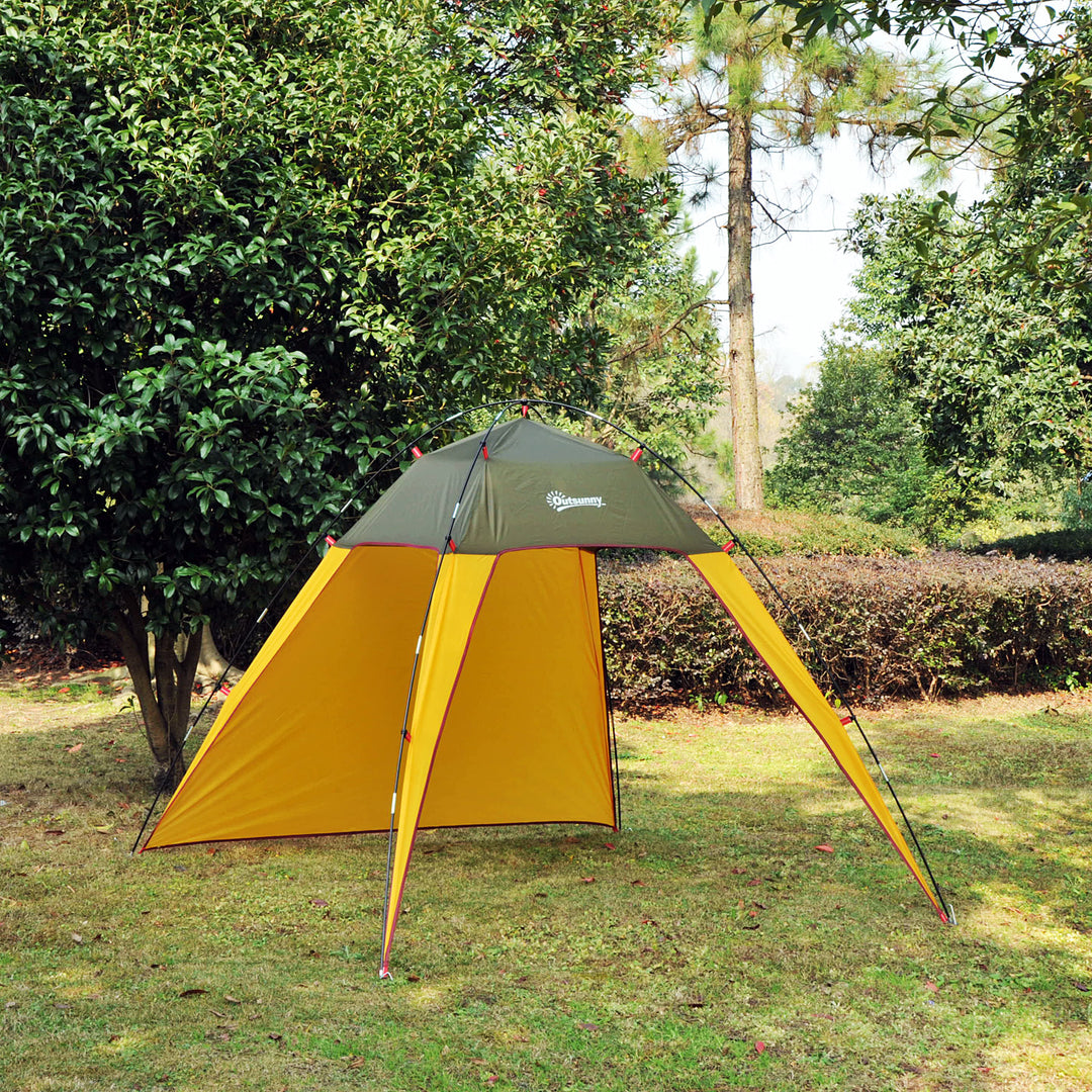 Outdoor Beach Sports Camping Sun Shade Rain Shelter w Carry Bag for Picnic Park, Green & Yellow