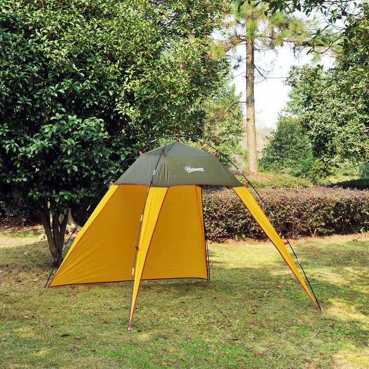 Outdoor Beach Sports Camping Sun Shade Rain Shelter w Carry Bag for Picnic Park, Green & Yellow