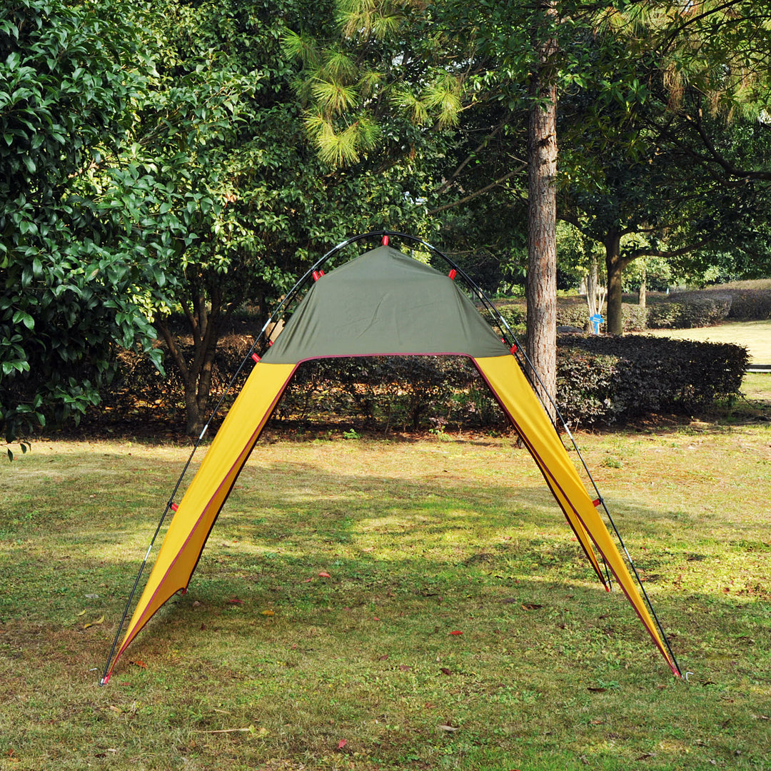 Outdoor Beach Sports Camping Sun Shade Rain Shelter w Carry Bag for Picnic Park, Green & Yellow