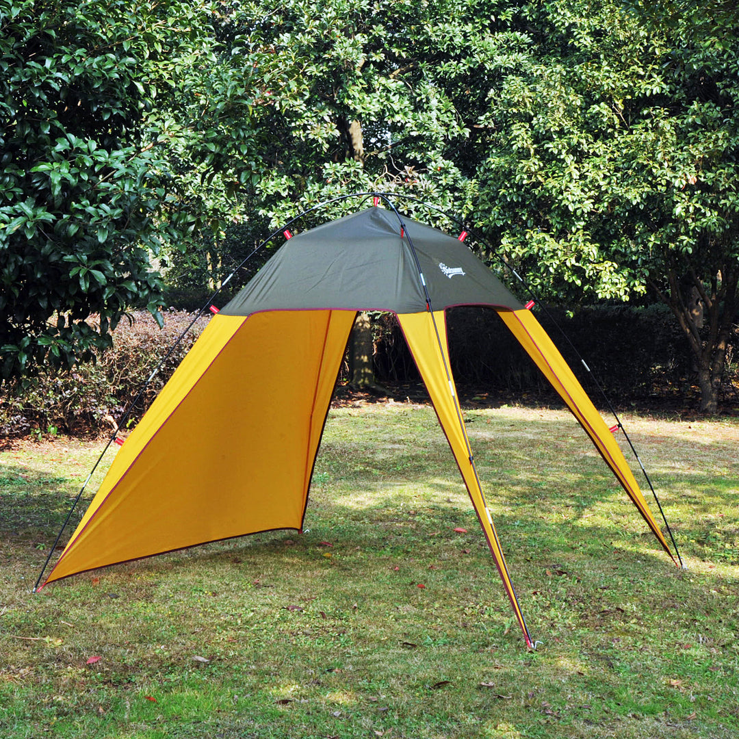 Outdoor Beach Sports Camping Sun Shade Rain Shelter w Carry Bag for Picnic Park, Green & Yellow