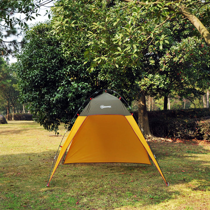 Outdoor Beach Sports Camping Sun Shade Rain Shelter w Carry Bag for Picnic Park, Green & Yellow