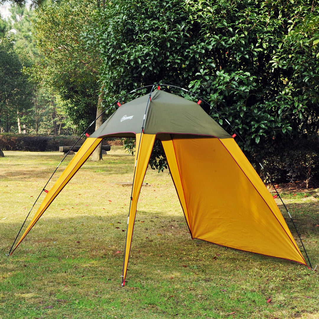 Outdoor Beach Sports Camping Sun Shade Rain Shelter w Carry Bag for Picnic Park, Green & Yellow