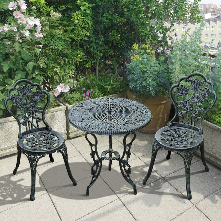 3PC Antique Patio Bistro Conversation Set for Patio Backyard Garden Deck Porch - Green & Black