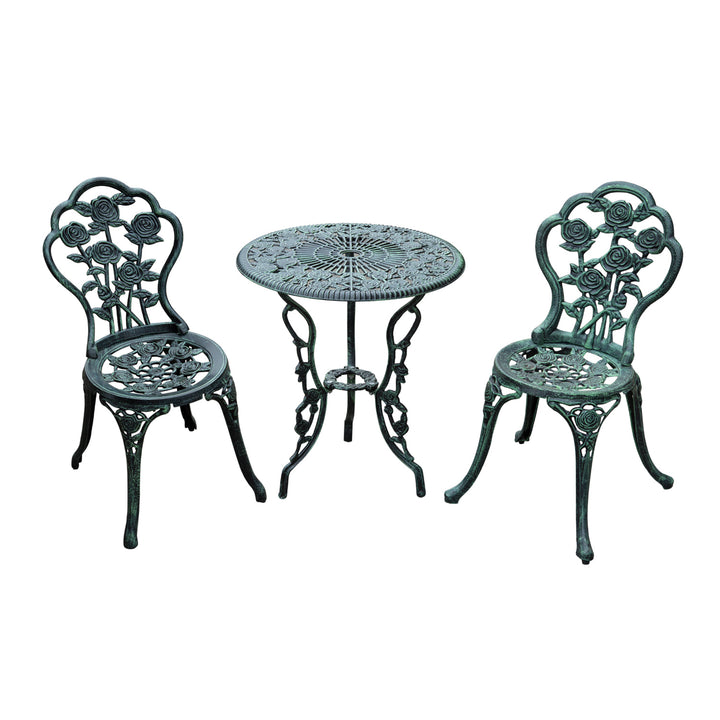3PC Antique Patio Bistro Conversation Set for Patio Backyard Garden Deck Porch - Green & Black