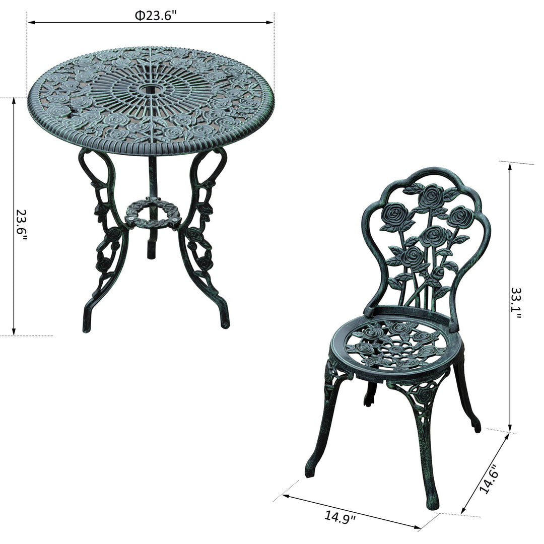 3PC Antique Patio Bistro Conversation Set for Patio Backyard Garden Deck Porch - Green & Black