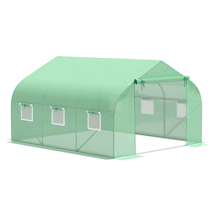11.5' x 10' x 6.7' Walk-in Tunnel Greenhouse w/ Roll up Door, 6 Windows, Outdoor Garden, Green