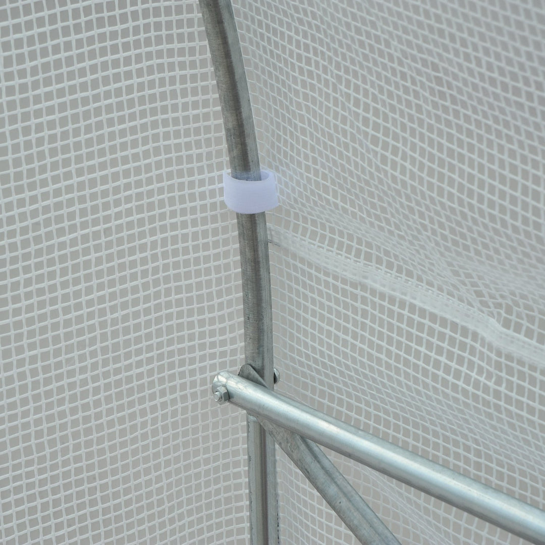 11.5’ x 10’ x 6.6’ Walk-in Tunnel Greenhouse w/ Roll Up Door, 6 Windows, Outdoor Garden, White