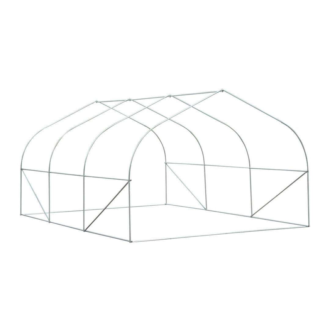 11.5’ x 10’ x 6.6’ Walk-in Tunnel Greenhouse w/ Roll Up Door, 6 Windows, Outdoor Garden, White
