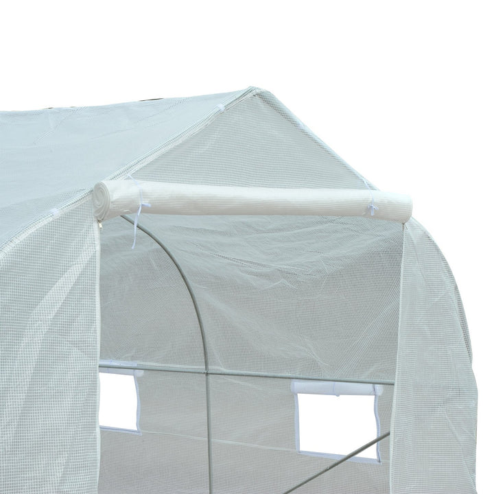 11.5’ x 10’ x 6.6’ Walk-in Tunnel Greenhouse w/ Roll Up Door, 6 Windows, Outdoor Garden, White
