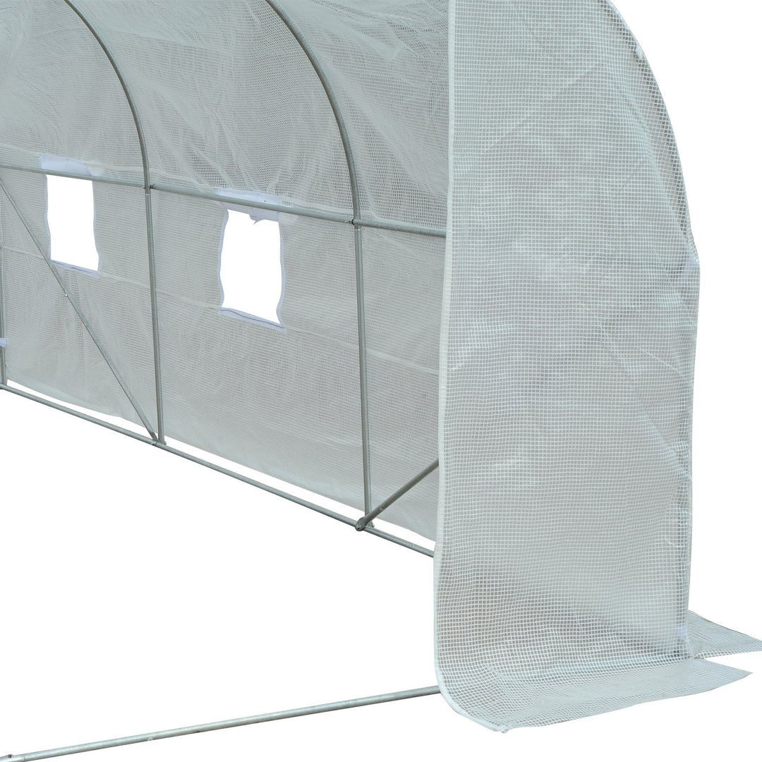 11.5’ x 10’ x 6.6’ Walk-in Tunnel Greenhouse w/ Roll Up Door, 6 Windows, Outdoor Garden, White