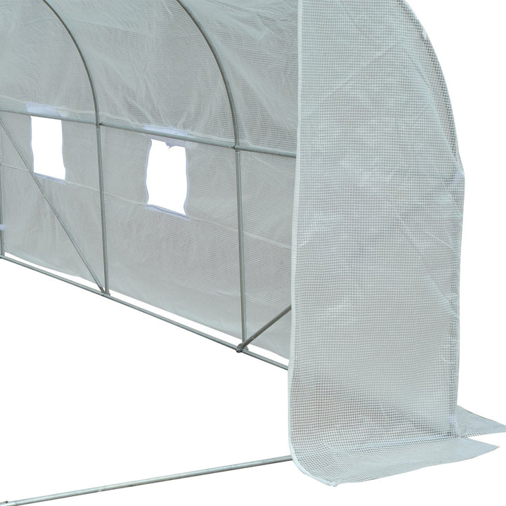 11.5’ x 10’ x 6.6’ Walk-in Tunnel Greenhouse w/ Roll Up Door, 6 Windows, Outdoor Garden, White