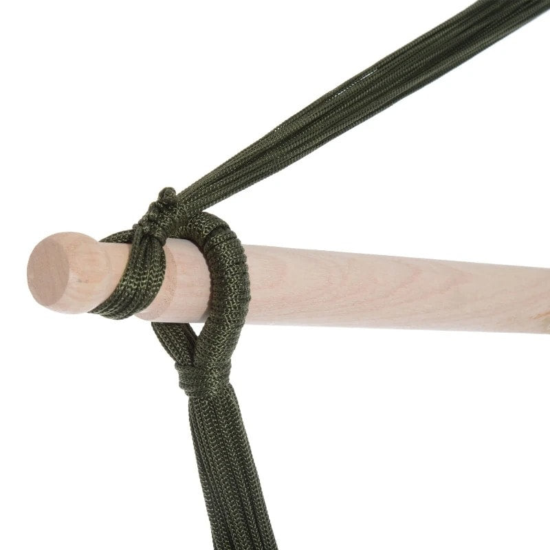 Nylon Woven Hanging Hammock Chair Swing w Hardwood Bar Outdoor Yard Garden Park Camping, Green