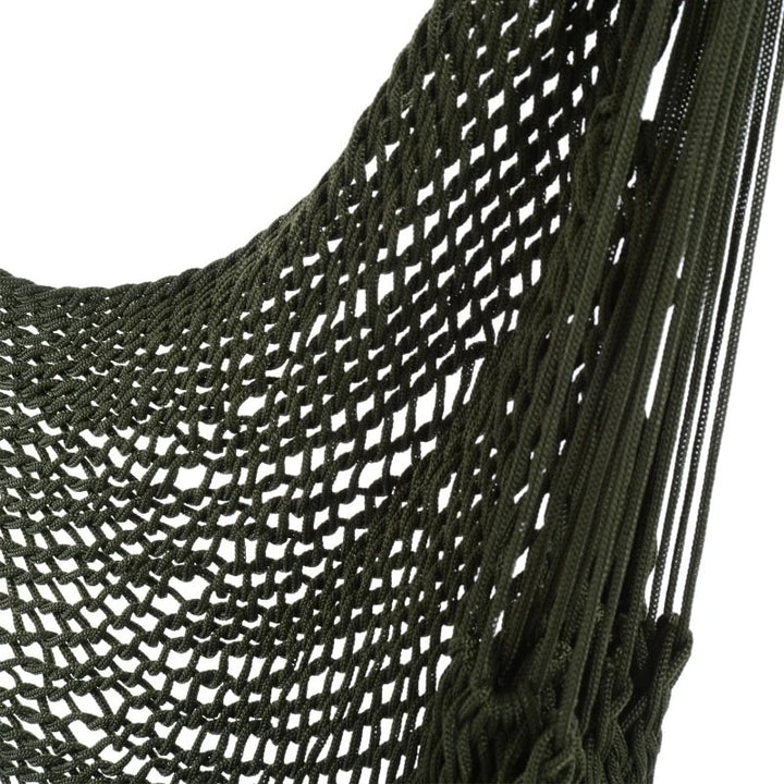 Nylon Woven Hanging Hammock Chair Swing w Hardwood Bar Outdoor Yard Garden Park Camping, Green