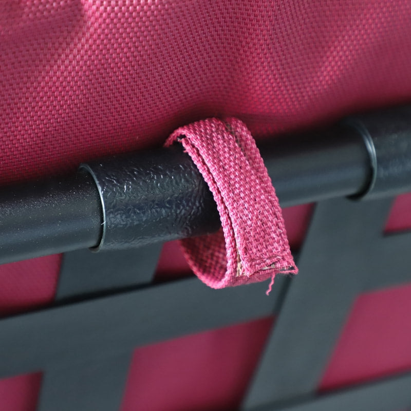 Outdoor 3-Seater Deluxe Swing Lounger w/ Canopy, Cushions for Patio Deck Garden - Pink Wine Red