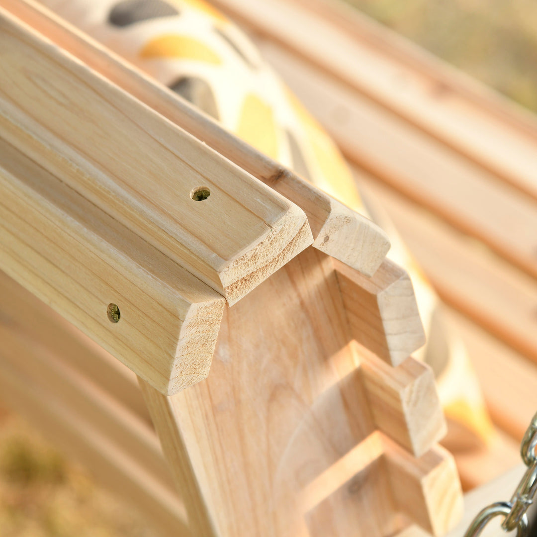 Wooden 2-Seater Outdoor Swing w/ Cup Holders for Patio Backyard Garden Deck Porch - Fir Wood