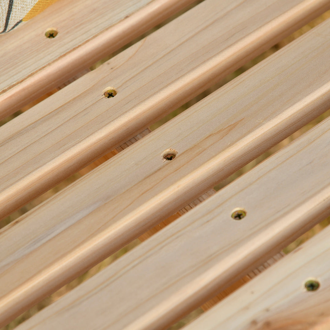 Wooden 2-Seater Outdoor Swing w/ Cup Holders for Patio Backyard Garden Deck Porch - Fir Wood