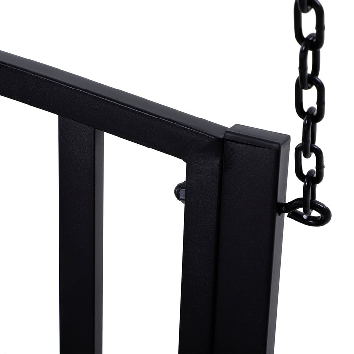 Outdoor 2-Seater Hanging Metal Slatted Swing for Patio Backyard Garden Deck Porch - Black