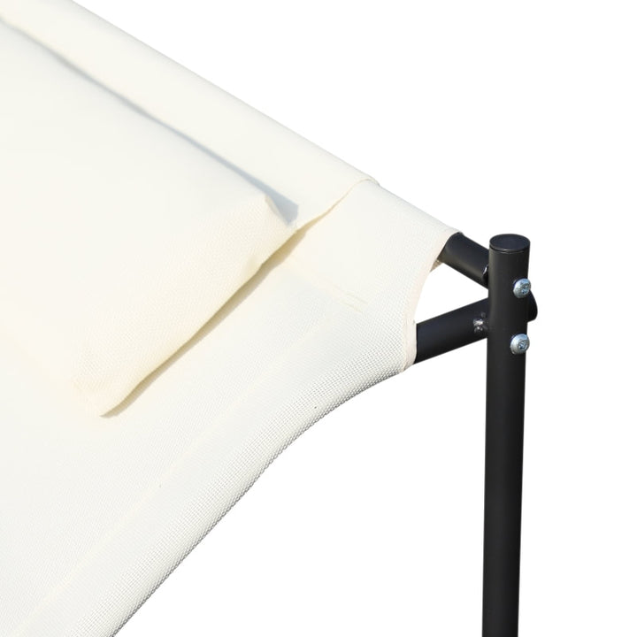 2-Person Double Hammock Rocker Chaise Sun Lounger w Pillow for Patio Deck Pool - Cream White