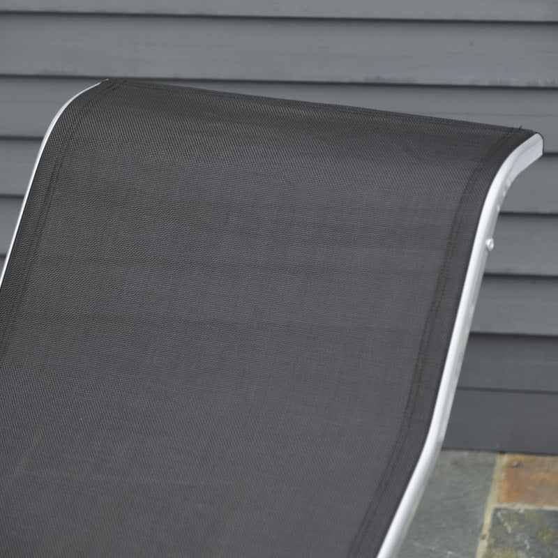 3pc Reclined Chaise Sun Lounger Chair w Side Table, Patio Tanning Beach Pool Deck Garden, Grey