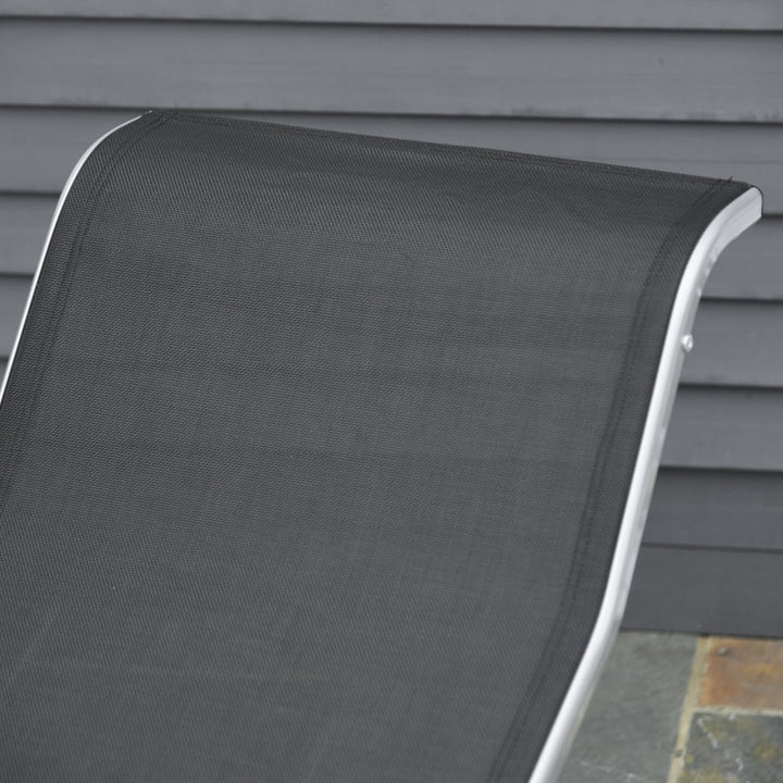 3pc Reclined Chaise Sun Lounger Chair w Side Table, Patio Tanning Beach Pool Deck Garden, Grey