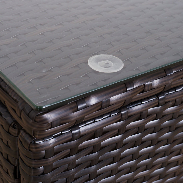 6pc PE Rattan Wicker Sectional Patio Conversation Set w Cushions, Ottomans – Cream White, Brown