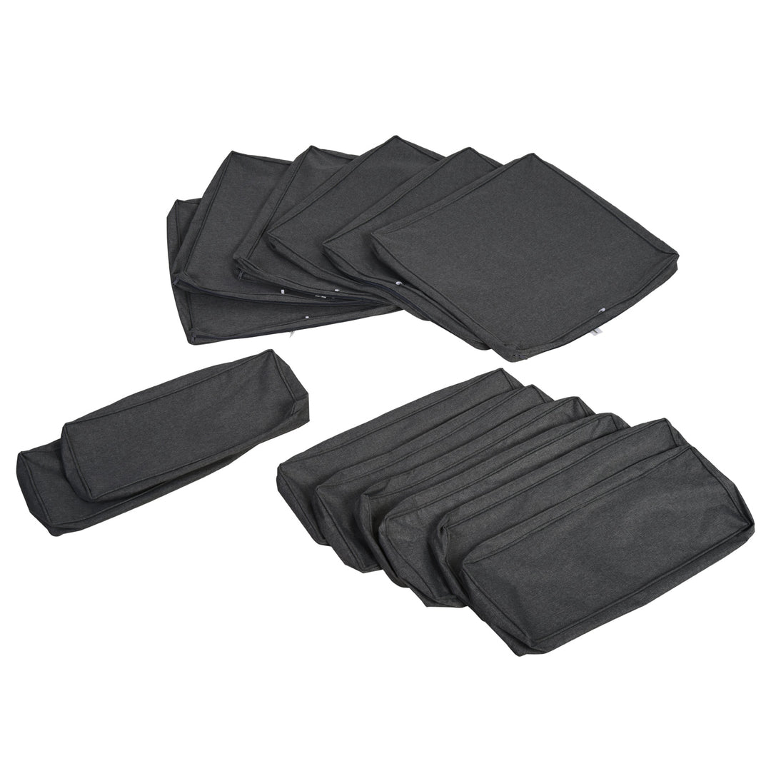 14pc Replacement Patio Cushion Covers Sectional Sofa Conversation Set for Deck Garden - Grey