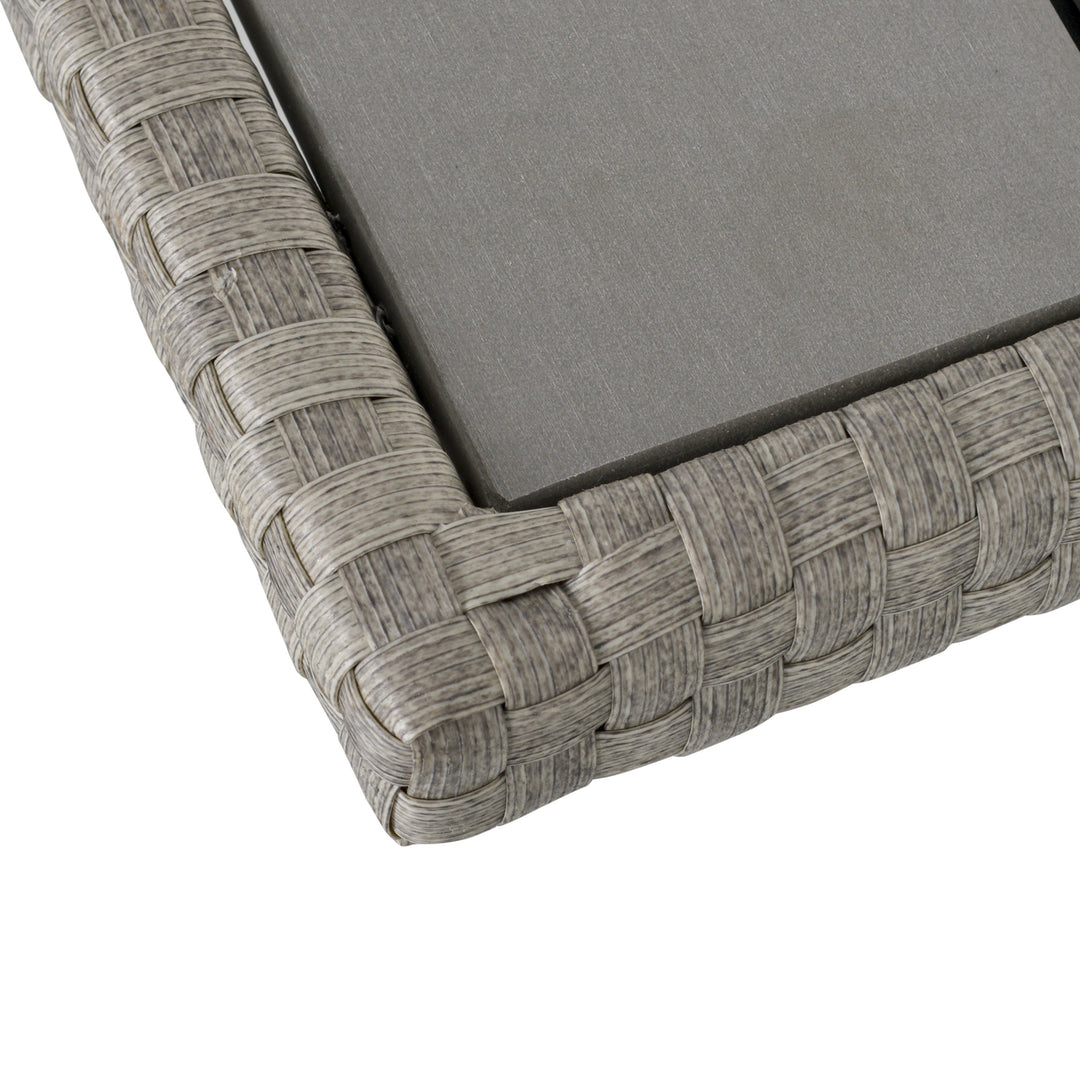 6pc PE Rattan Wicker Outdoor Dining Set w/ Cushions, Plastic Wood-top Table for Patio - Grey