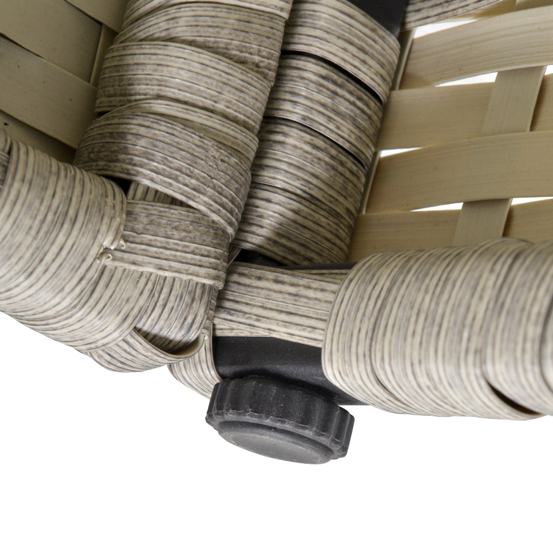 6pc PE Rattan Wicker Outdoor Dining Set w/ Cushions, Plastic Wood-top Table for Patio - Grey