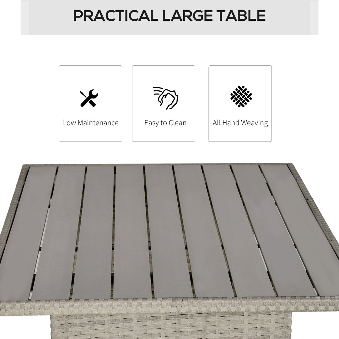6pc PE Rattan Wicker Outdoor Dining Set w/ Cushions, Plastic Wood-top Table for Patio - Grey