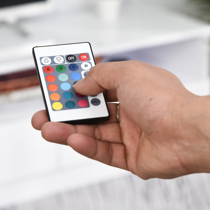 Glossy TV Stand w/ Storage & LED Lights - White