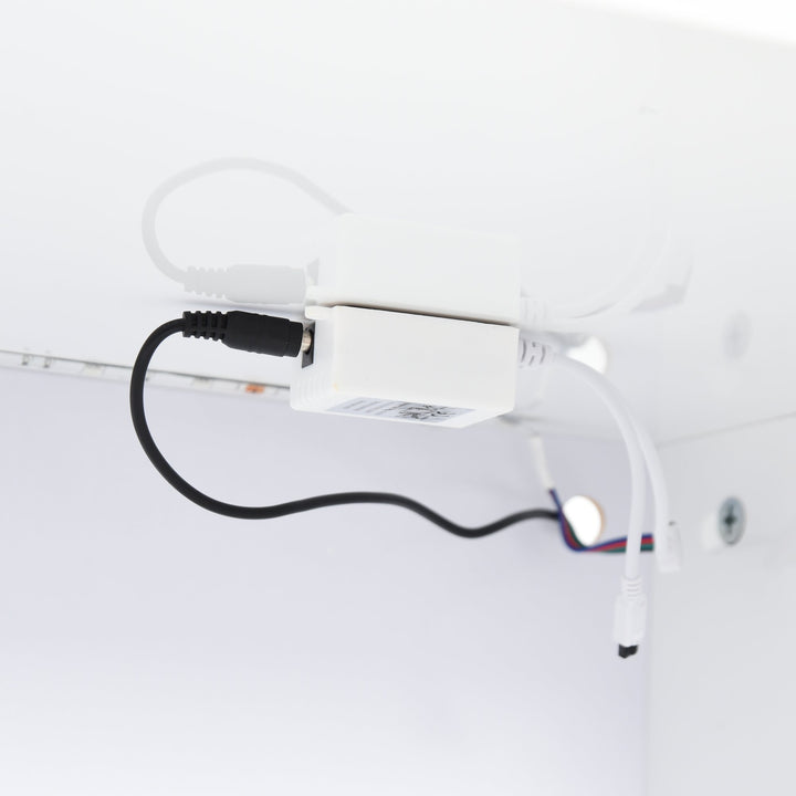 Glossy TV Stand w/ Storage & LED Lights - White